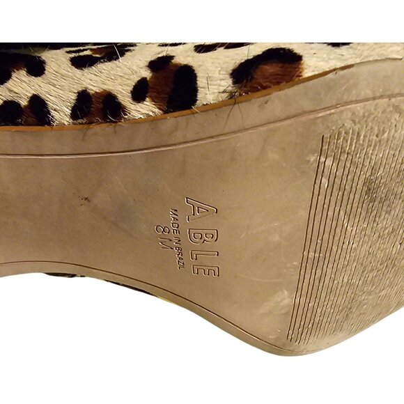 Leopard Print Block Heel Ankle Boots With Side Zipper Closure For Women size 8M - Picture 8 of 10